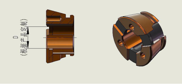 （彈性（xìng）夾頭（tóu）示意圖:<也叫筒夾，內孔尺（chǐ）寸 D 可訂做>）
